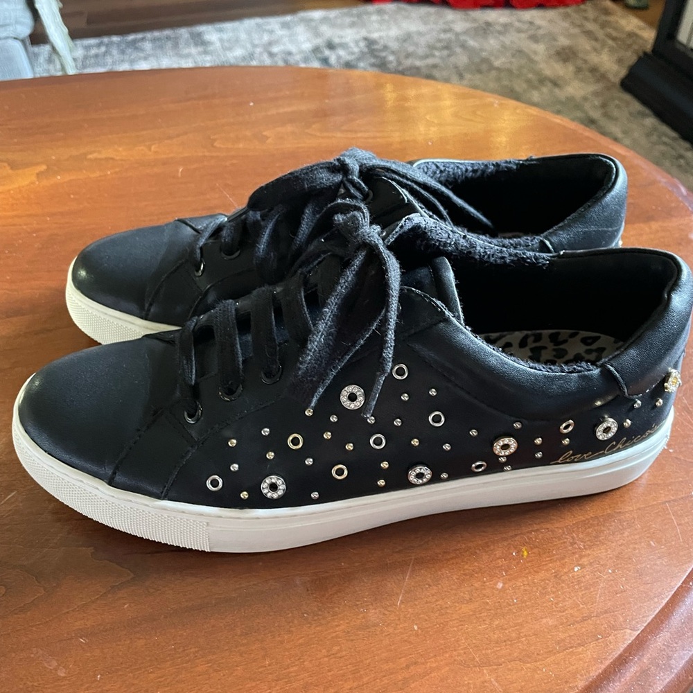 Chico's black leather studded sneakers 8.5